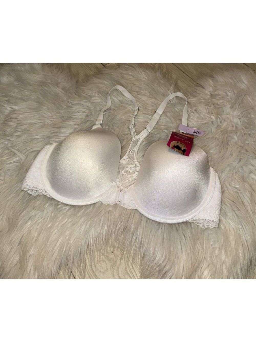 Maidenform 07112 One Fab Fit Extra Coverage Racerback Bra Front Close 34D White